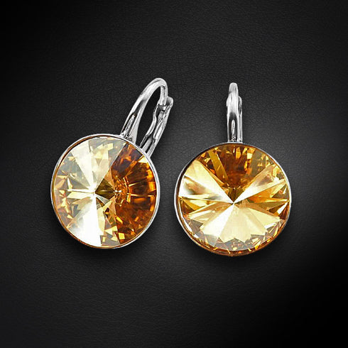 Серебряные серьги "Klaris IV (Golden Shadow)" с кристаллами Swarovski™